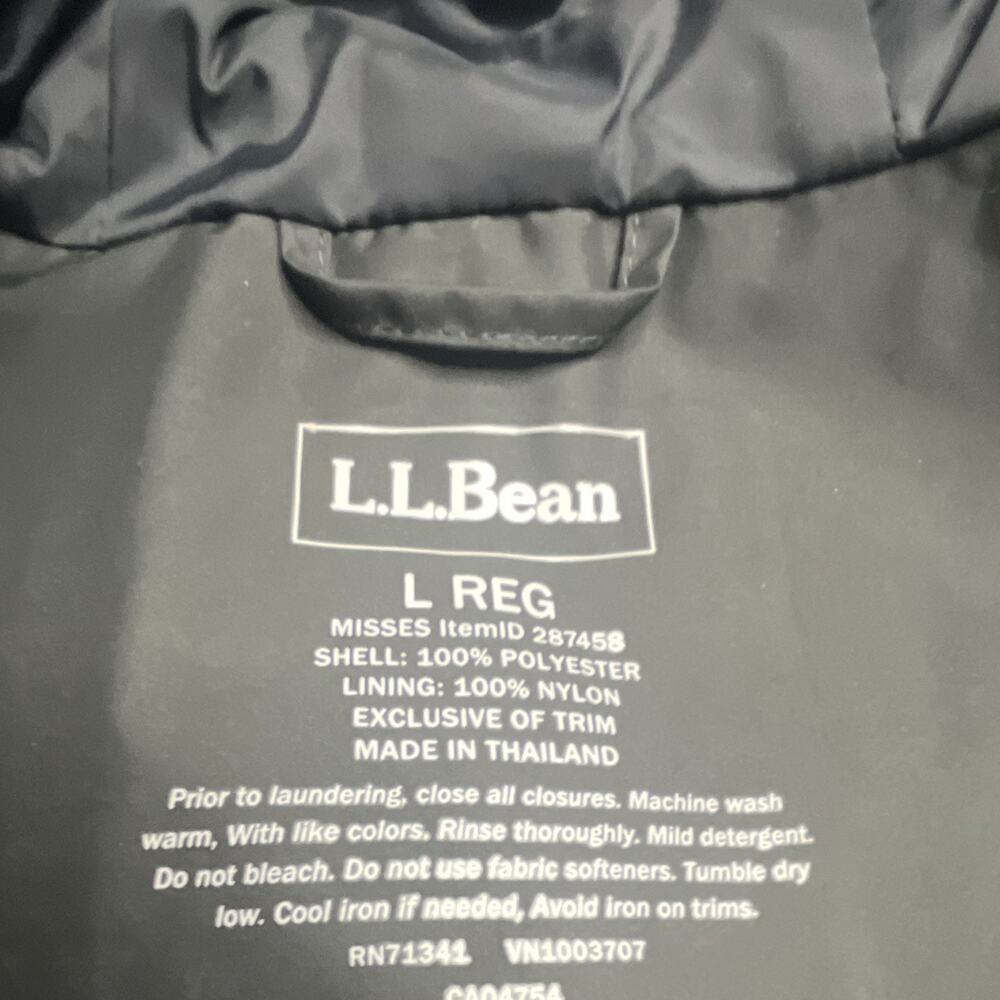 L.L.Bean H2OFF Women's Black Hooded Mid-Length Rain Coat Jacket L Regular - Picture 8 of 15